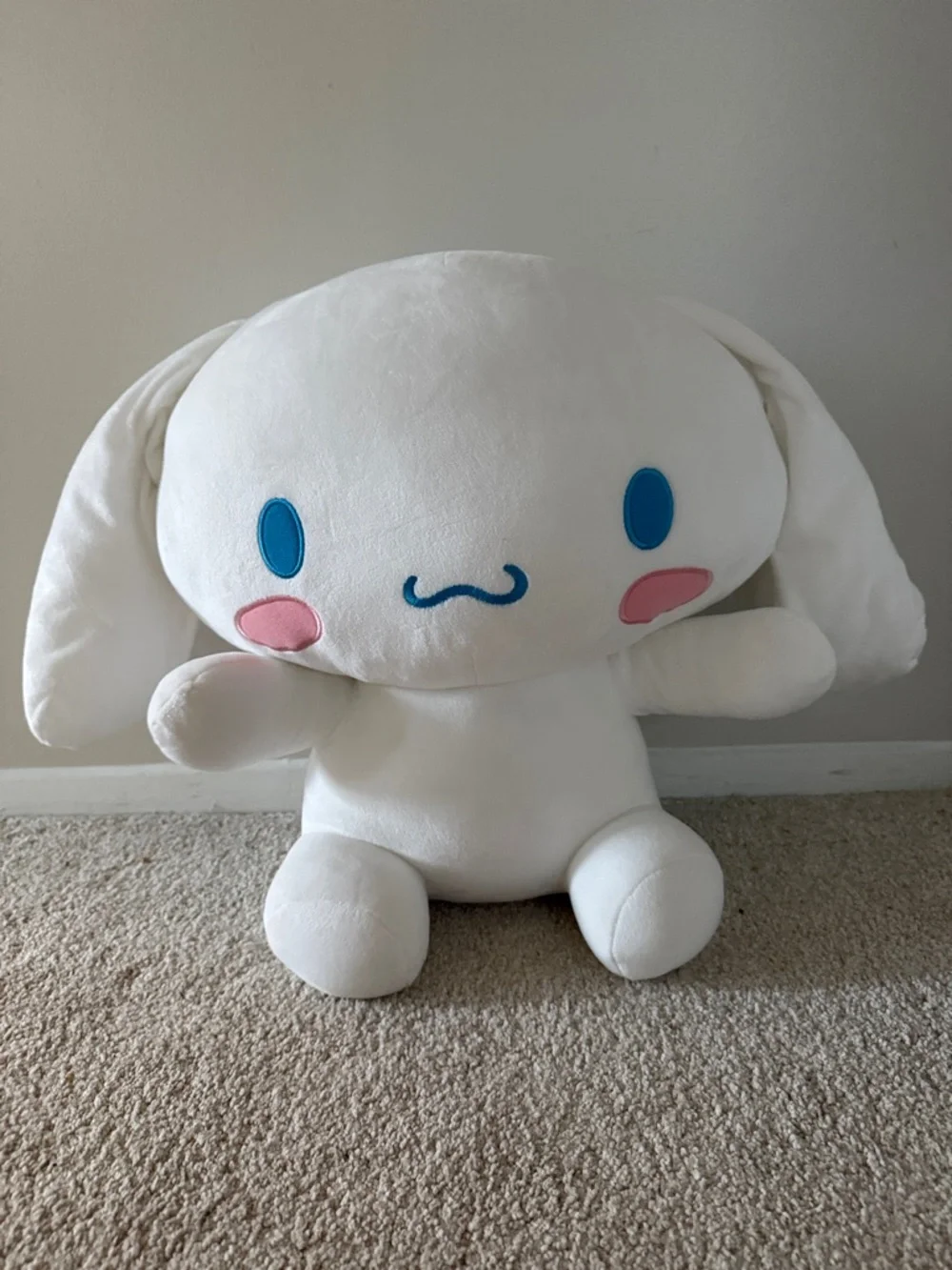 Sanrio Cinnamoroll Plush in White with Blue Eyes and Pink Cheeks